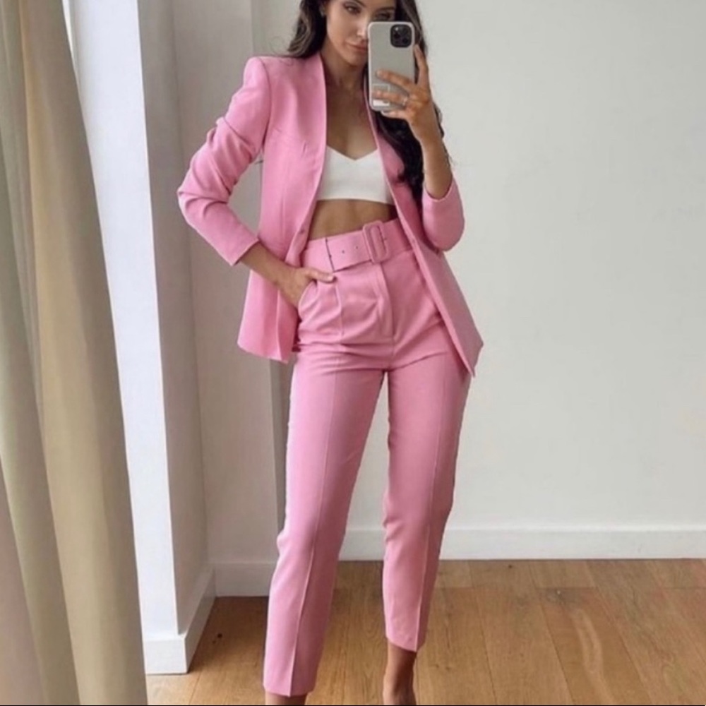 Zara pink pants with belt